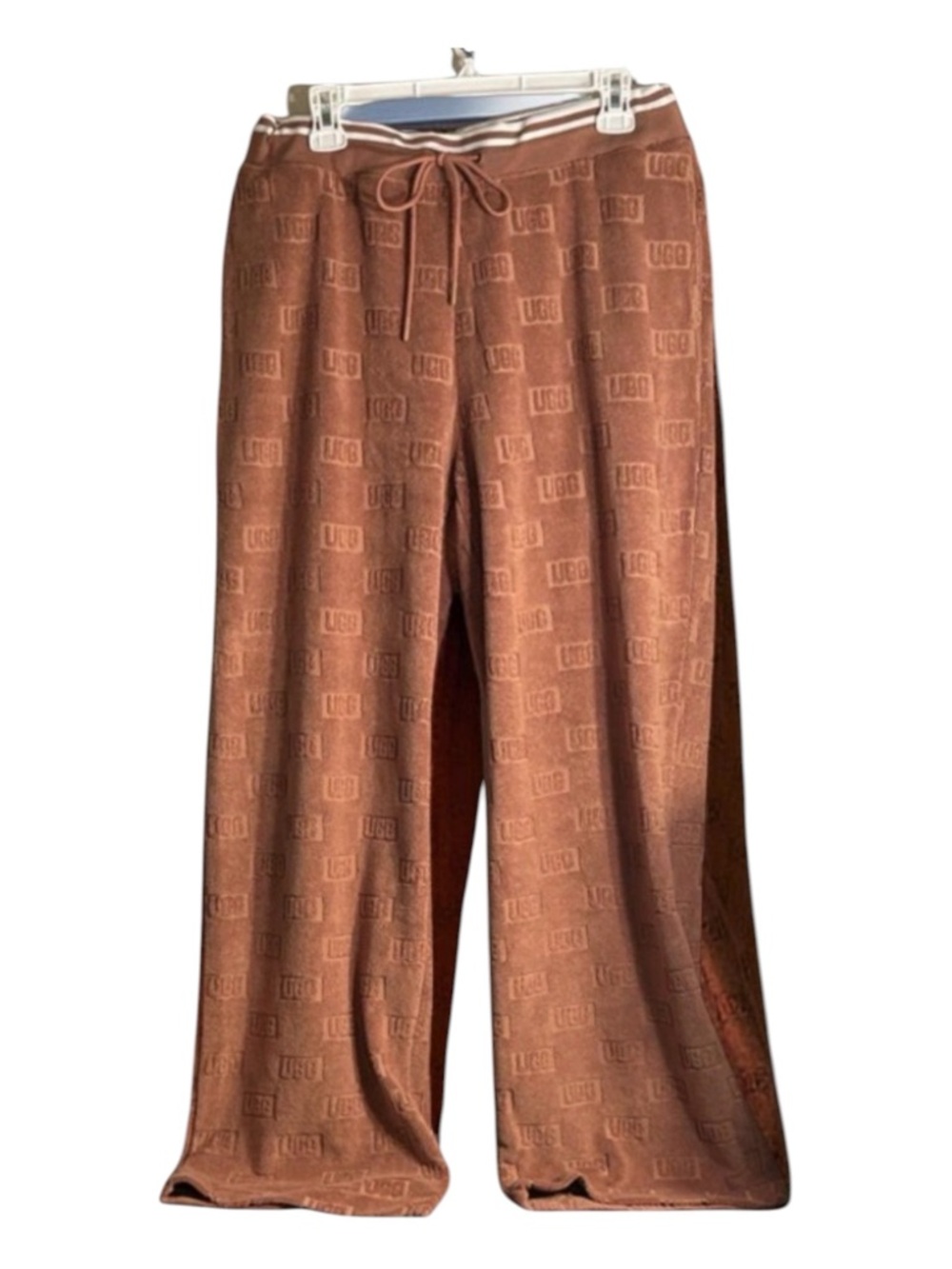 UGG Chestnut Jacquard Logo Wide Leg Lounge Pants Sz L Like New